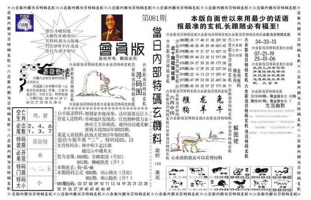 六合彩081期当日特码玄机报