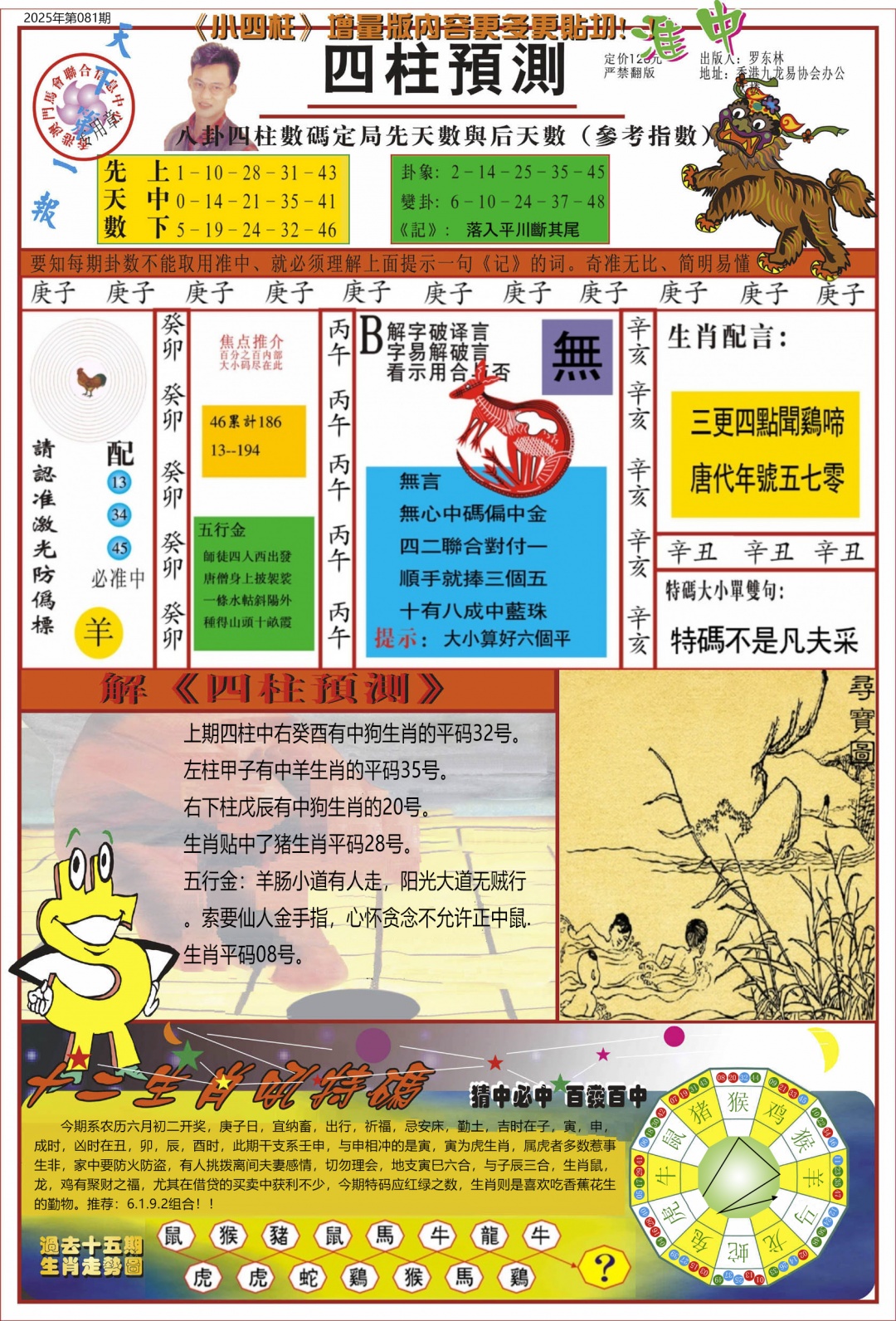 六合彩081期中四柱预测A