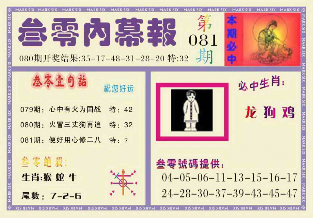 六合彩081期叁零内幕报