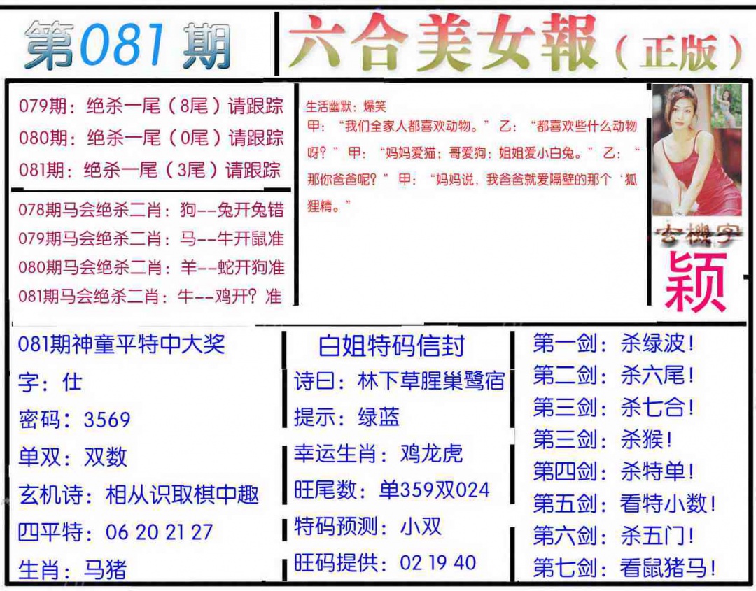 六合彩081期美女报
