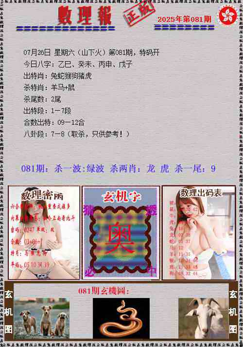 六合彩081期数理报