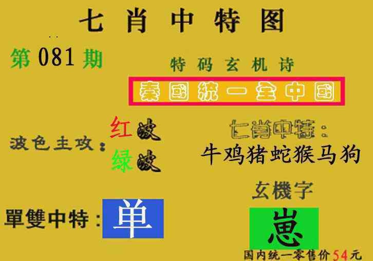 六合彩081期七肖中特(新图)