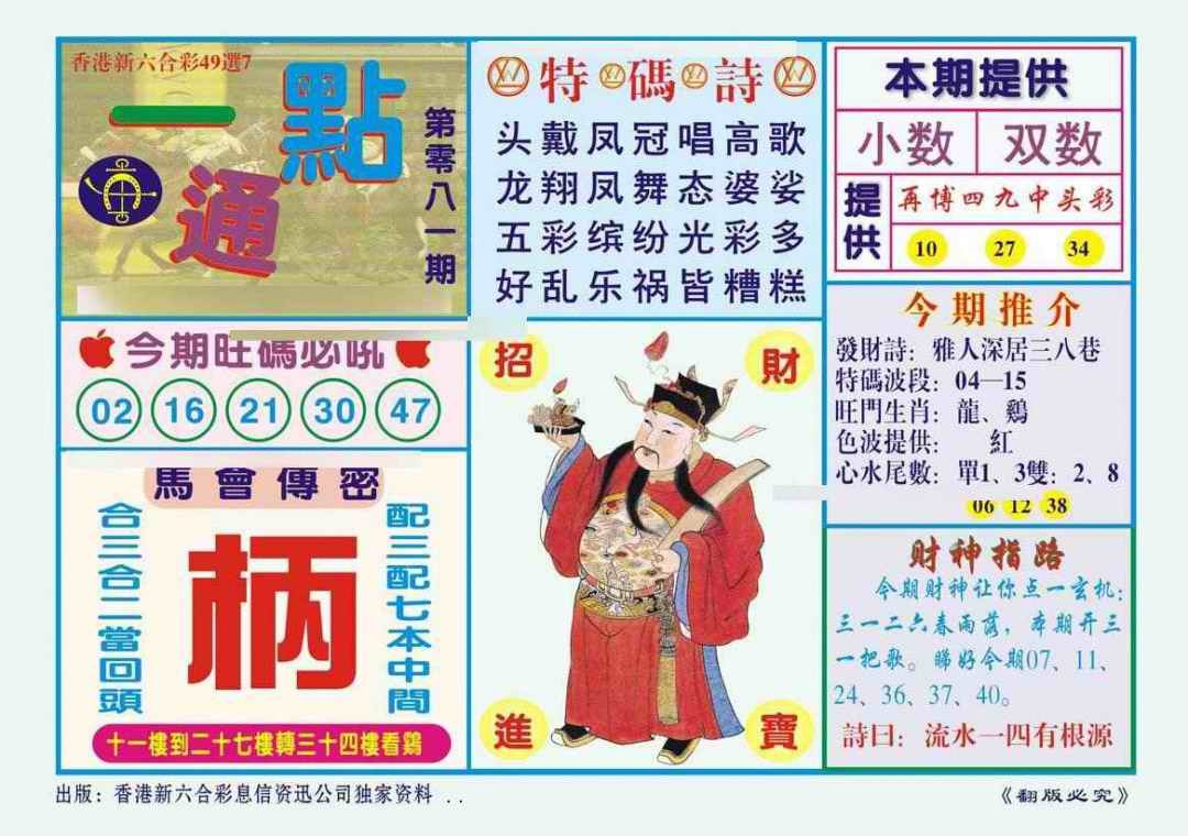 六合彩081期一点通（新图）