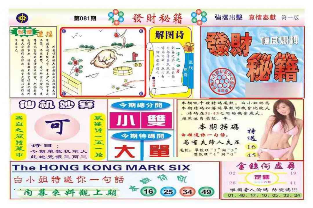 六合彩081期发财秘籍A（新图）
