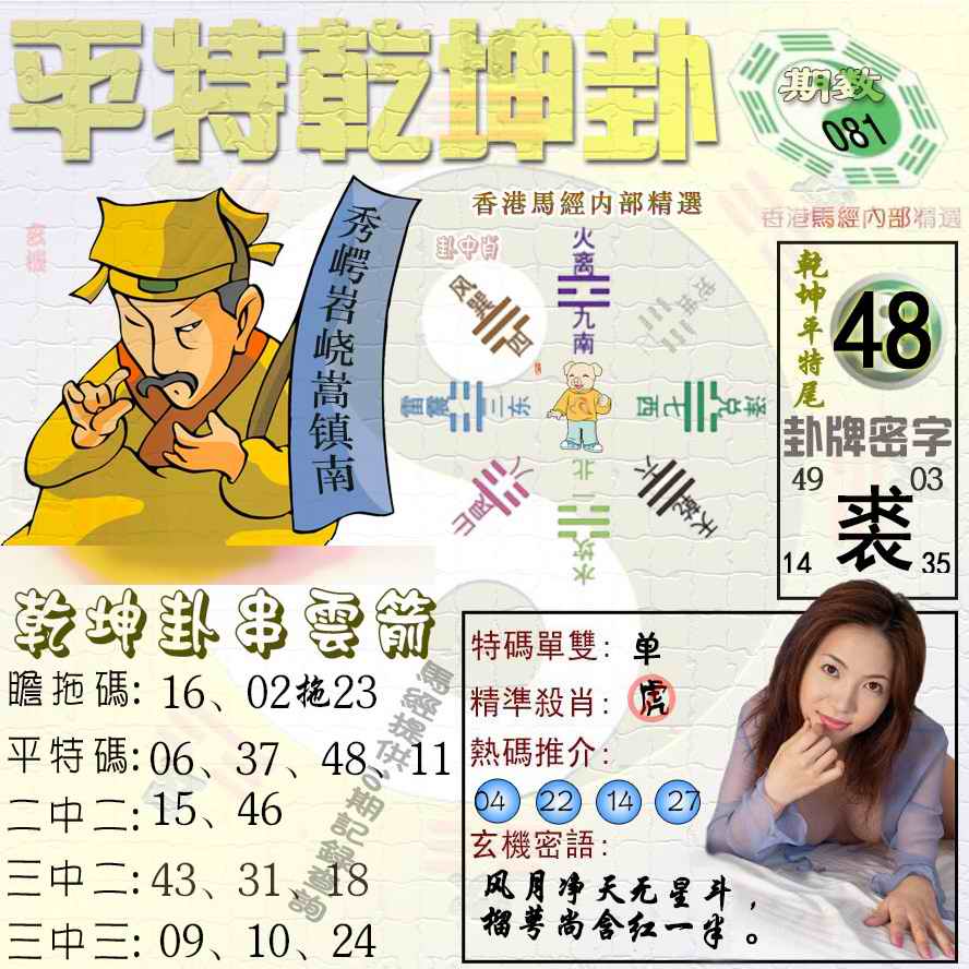 六合彩081期平特乾坤卦（荐）