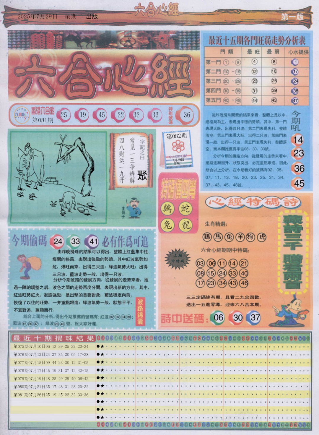 六合彩082期六合心经A