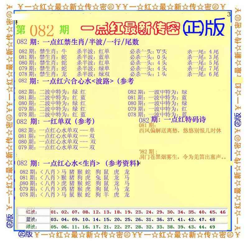 六合彩082期一点红最新传密