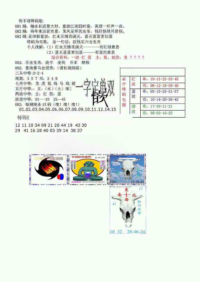 六合彩082期狗不理特码报