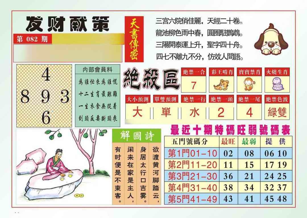 六合彩082期发财献策