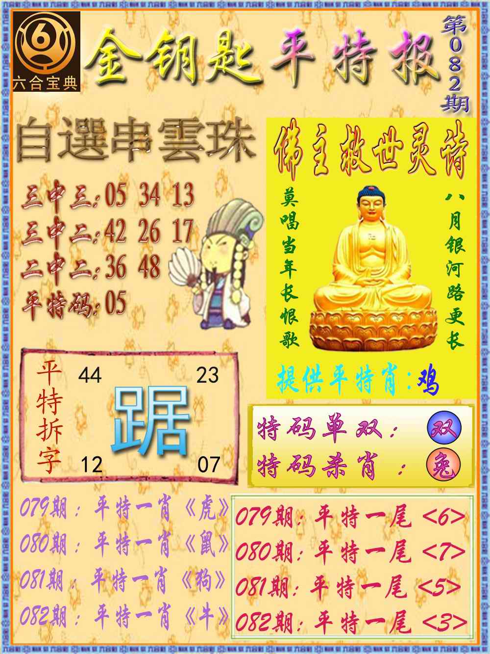 六合彩082期金钥匙平特报