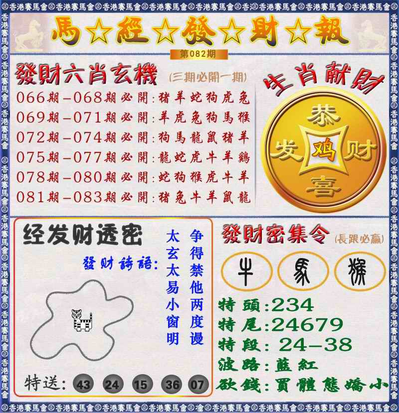 六合彩082期马经发财报（荐）