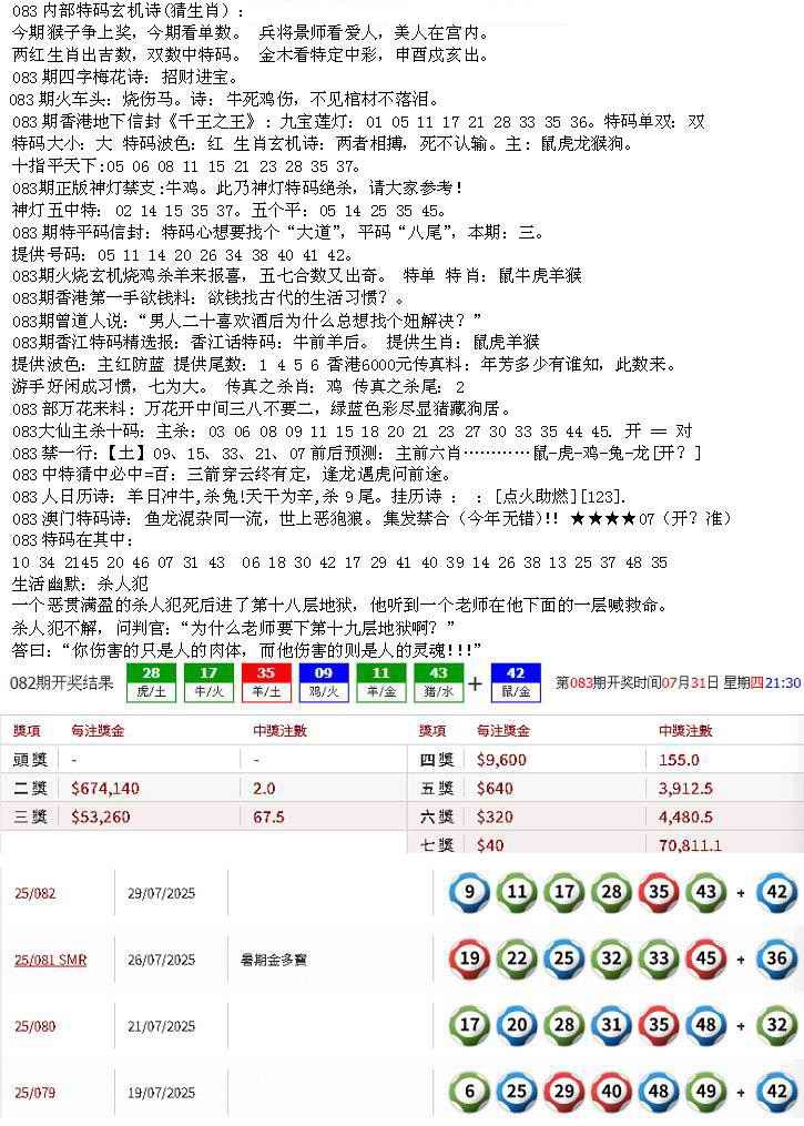 六合彩083期五星报B