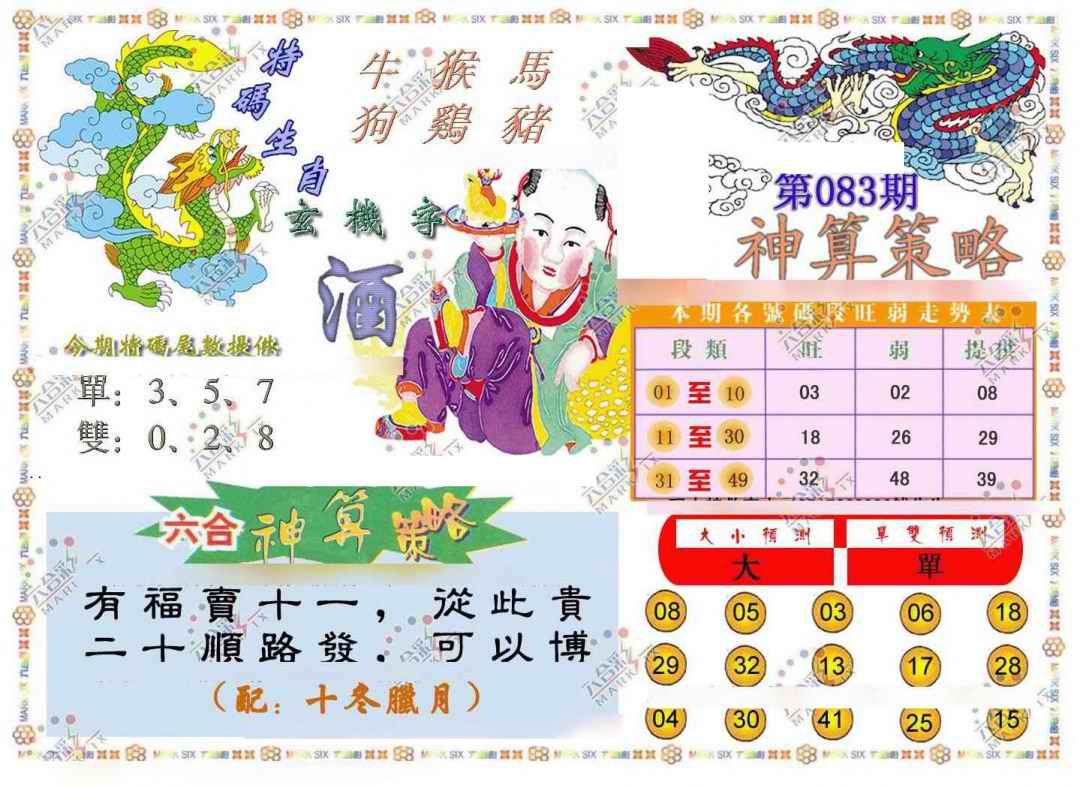 六合彩083期神算策略