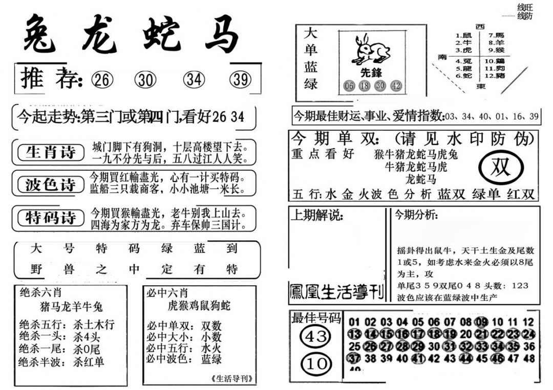 六合彩083期生活快报(新料)