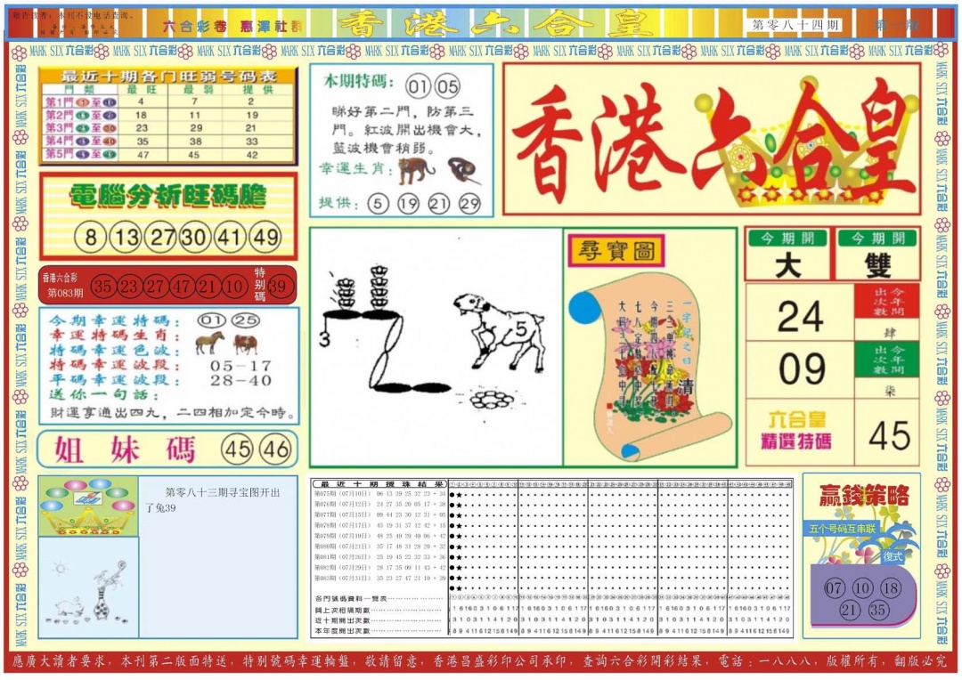 六合彩084期香港六合皇A
