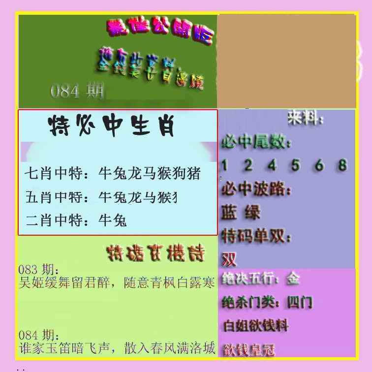 六合彩084期波肖门尾最佳公开版