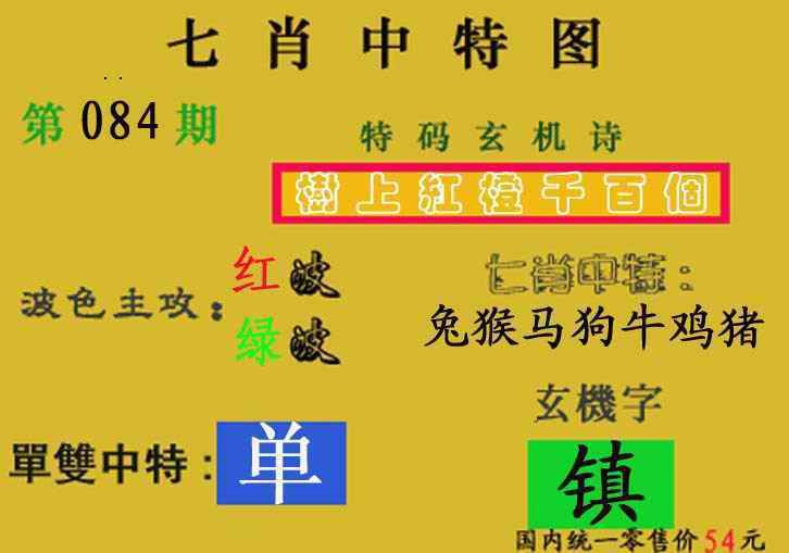 六合彩084期七肖中特(新图)