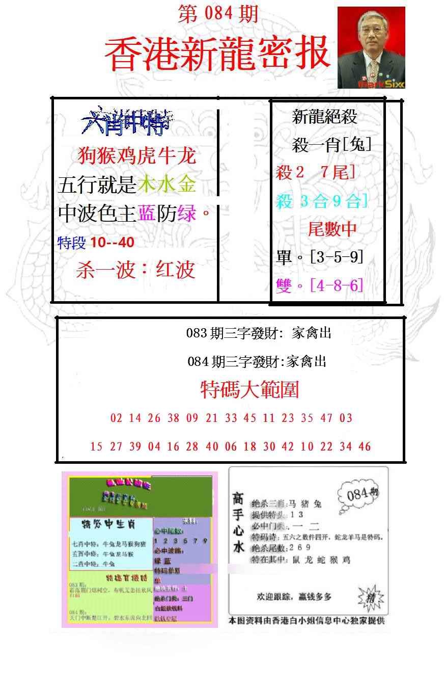 六合彩084期新龙密报