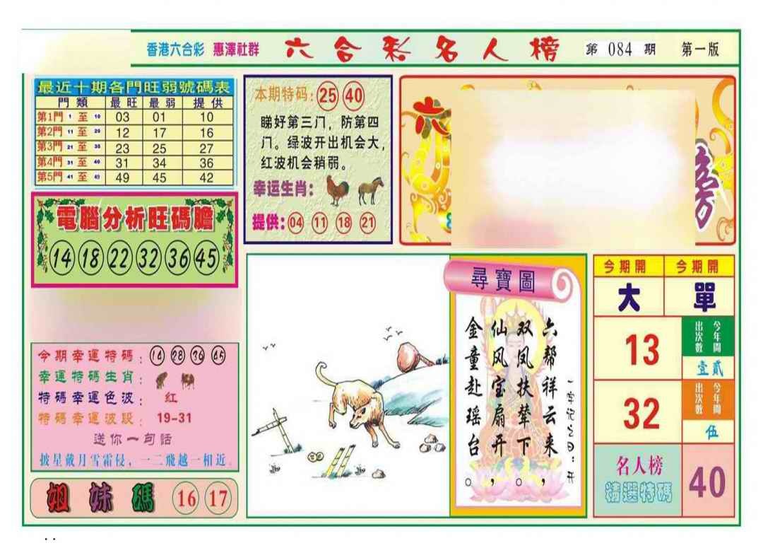 六合彩084期名人榜A(新图)