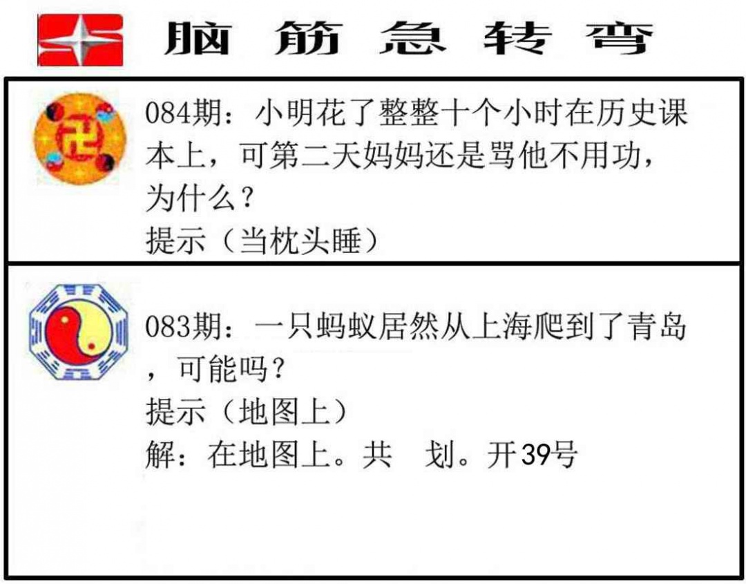 六合彩084期脑筋急转弯