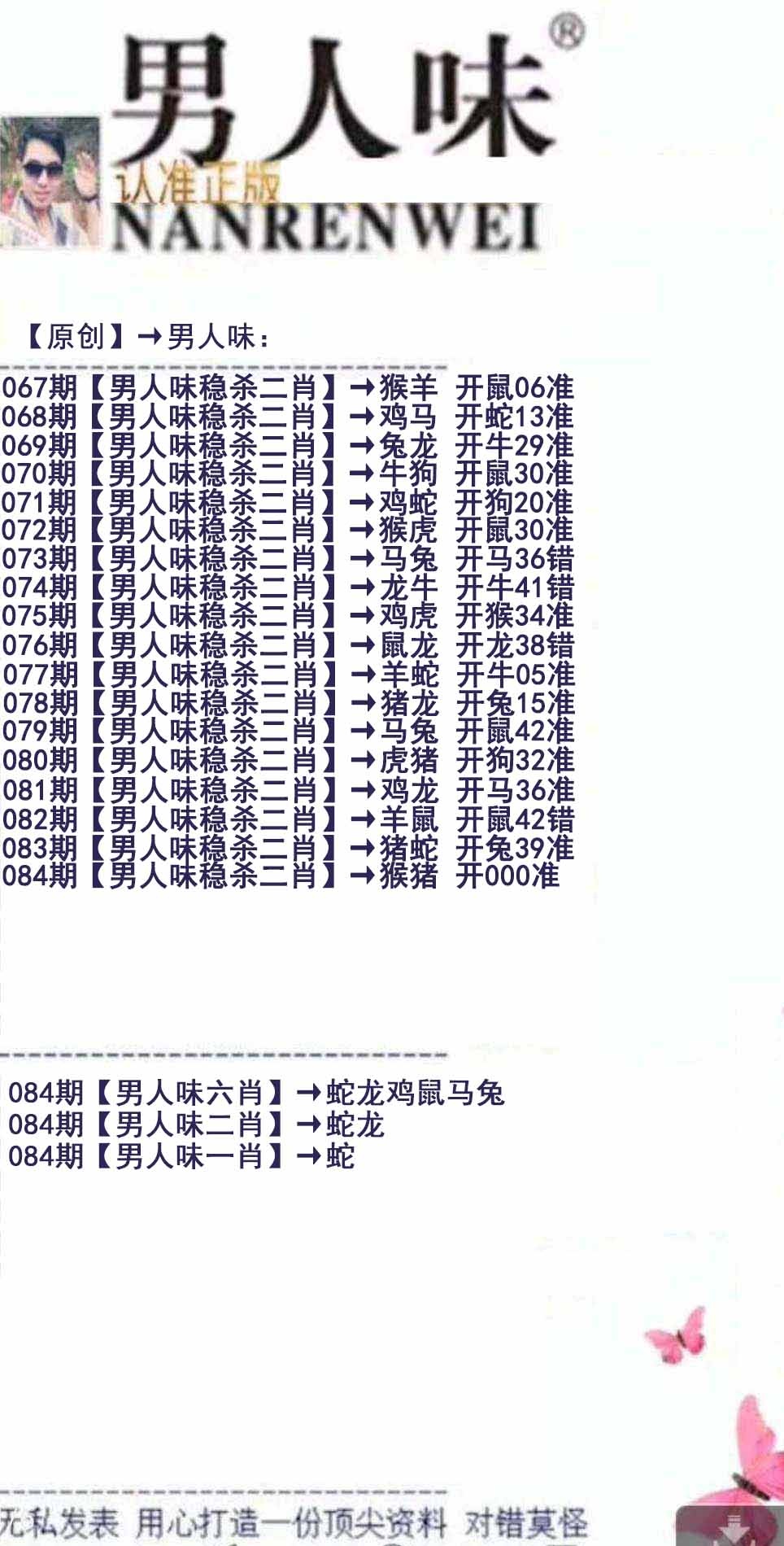 六合彩084期男人味