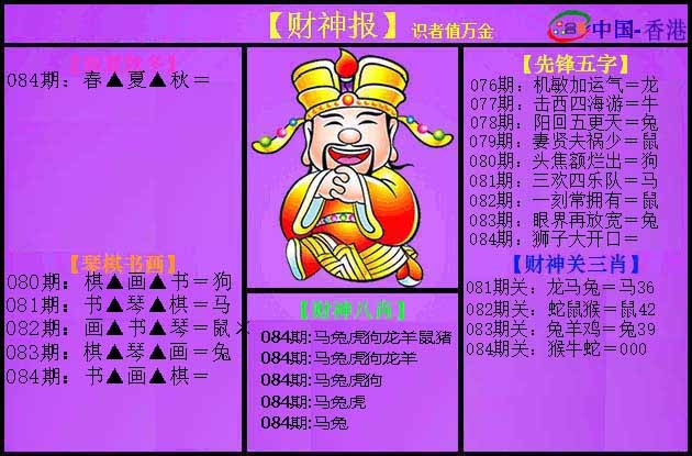 六合彩084期紫财神