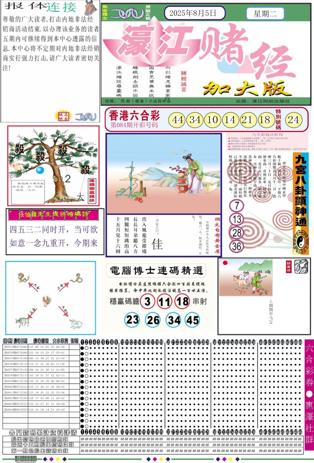 六合彩085期濠江赌经A加大版