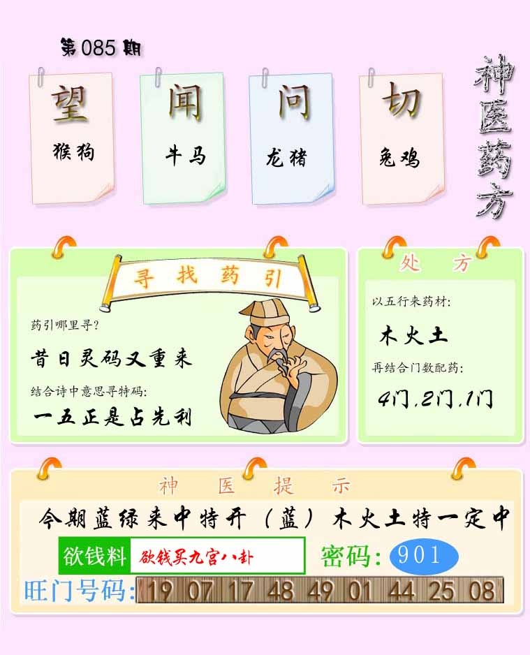 六合彩085期神医药方