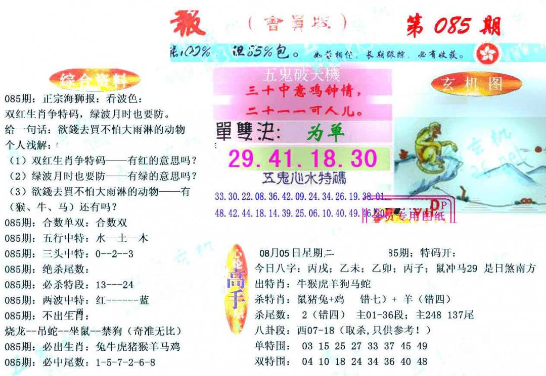 六合彩085期新五鬼玄机