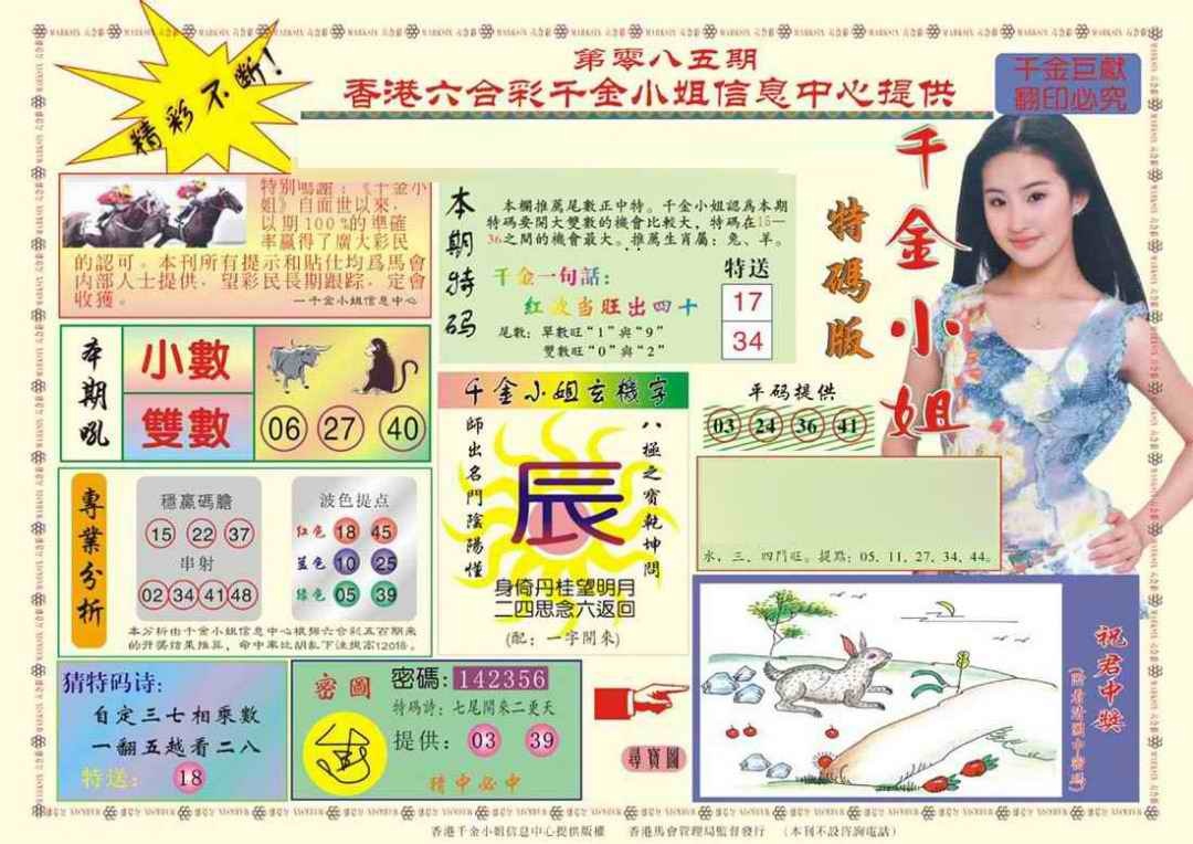 六合彩085期(新版)千金小姐A