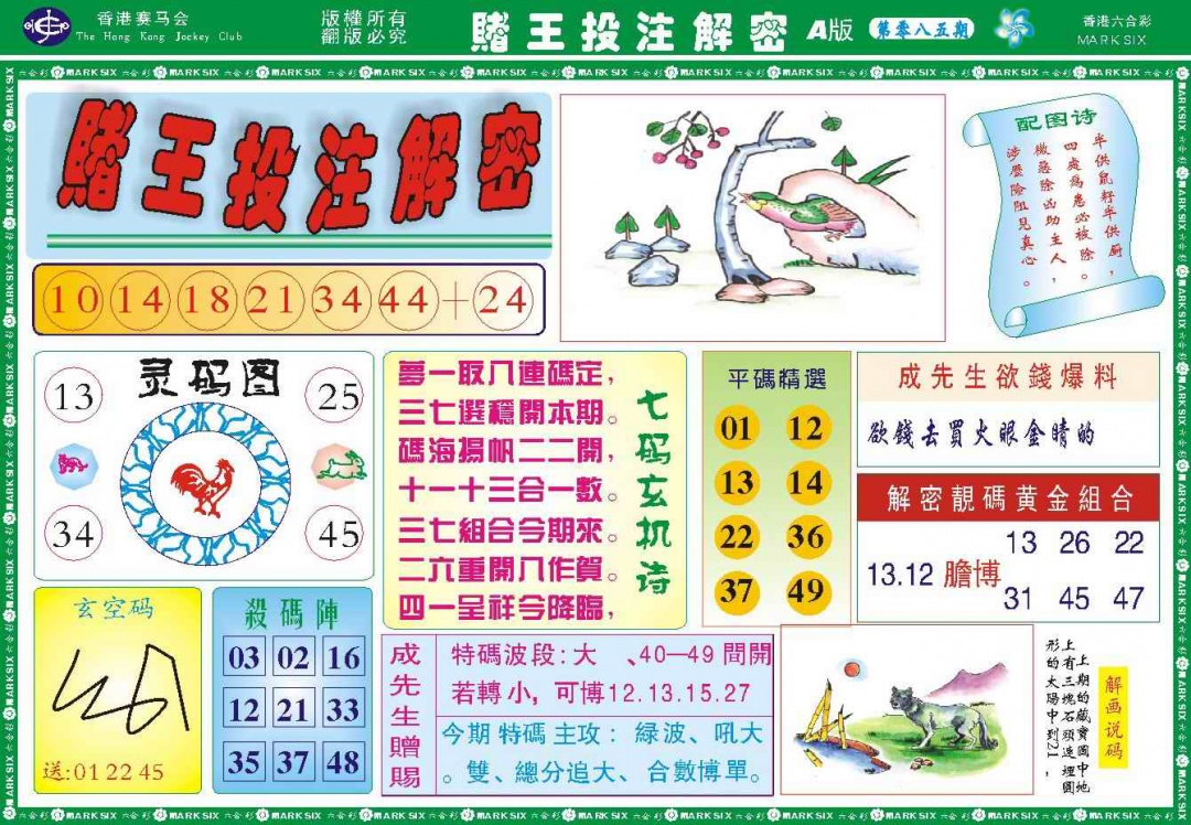 六合彩085期赌王投注解密记录