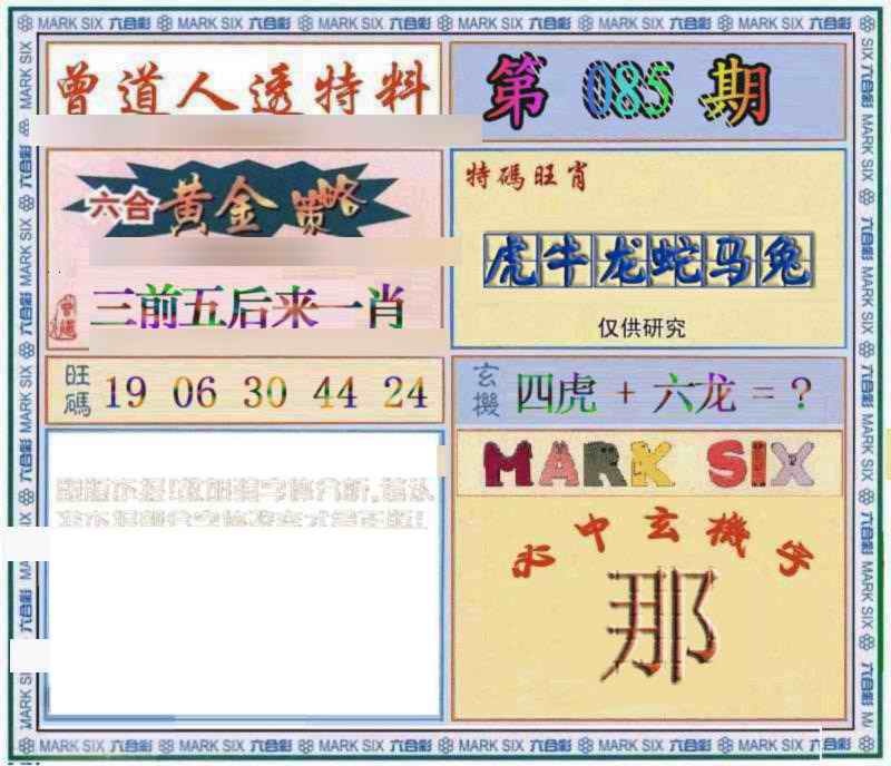 六合彩085期曾道人透特