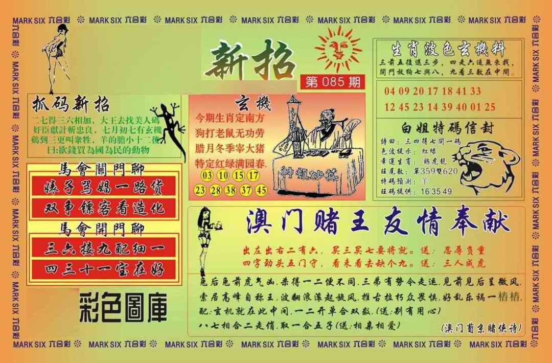 六合彩085期马经新招