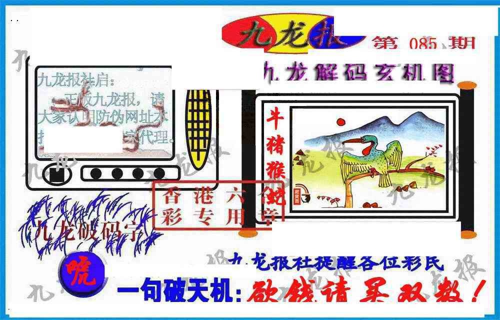 六合彩085期九龙报(信封)