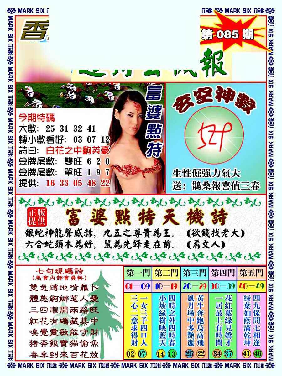 六合彩085期透特玄机报