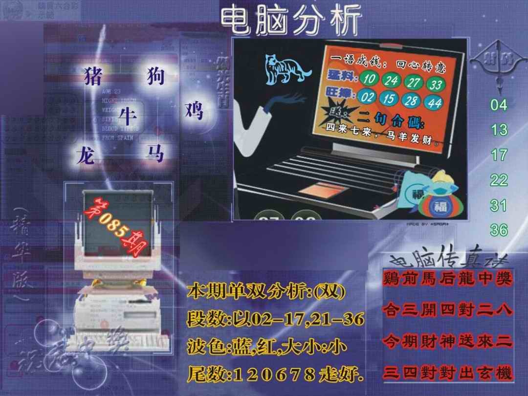 六合彩085期正版电脑分析贴士