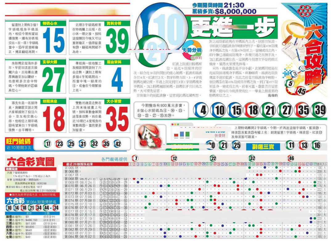 六合彩085期香港商报A
