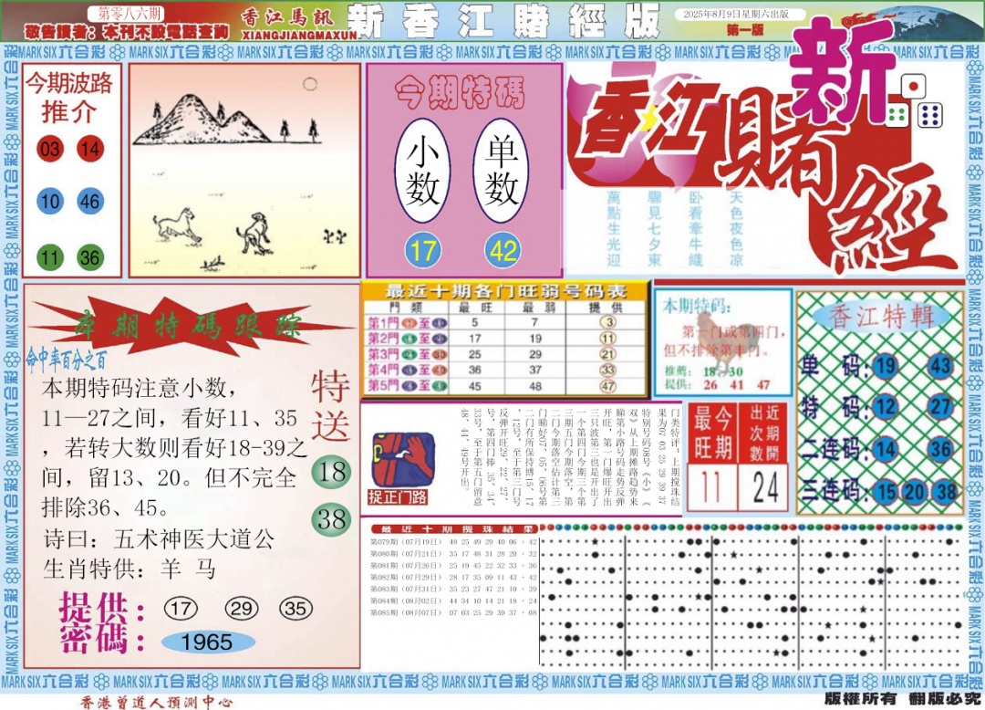 六合彩086期新香江赌经A