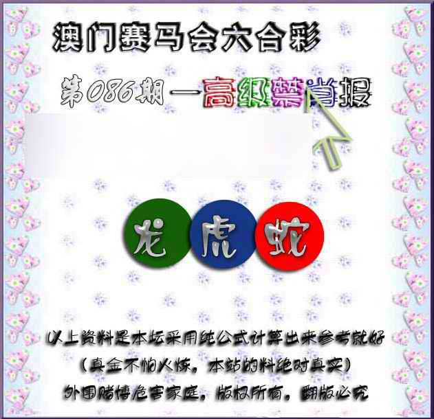 六合彩086期赛马会高级禁肖报