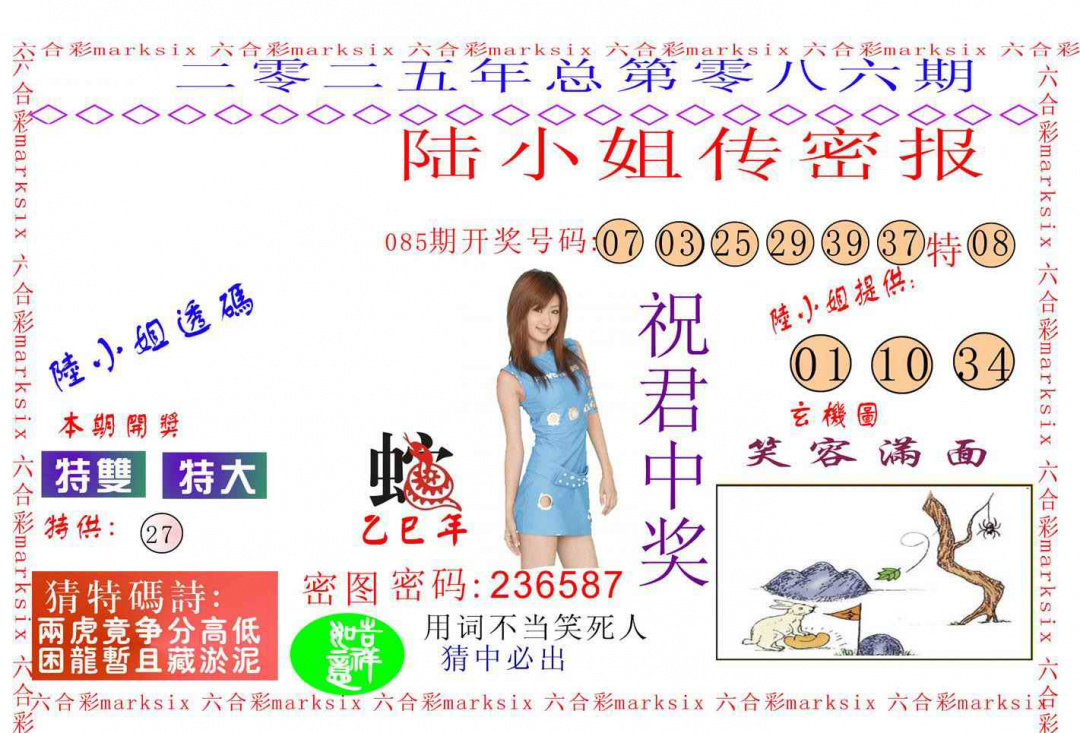 六合彩086期陆小姐传密A