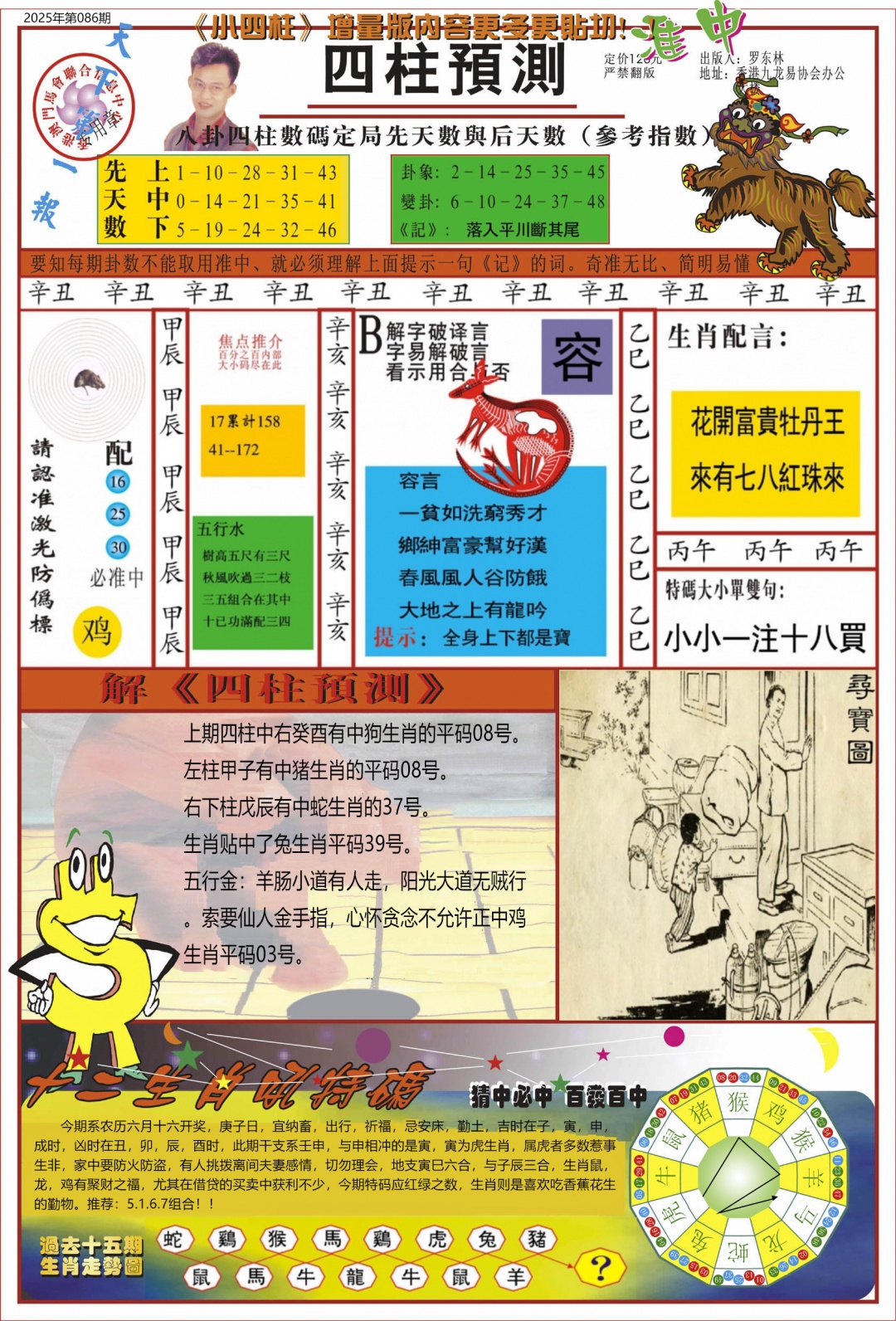 六合彩086期中四柱预测A