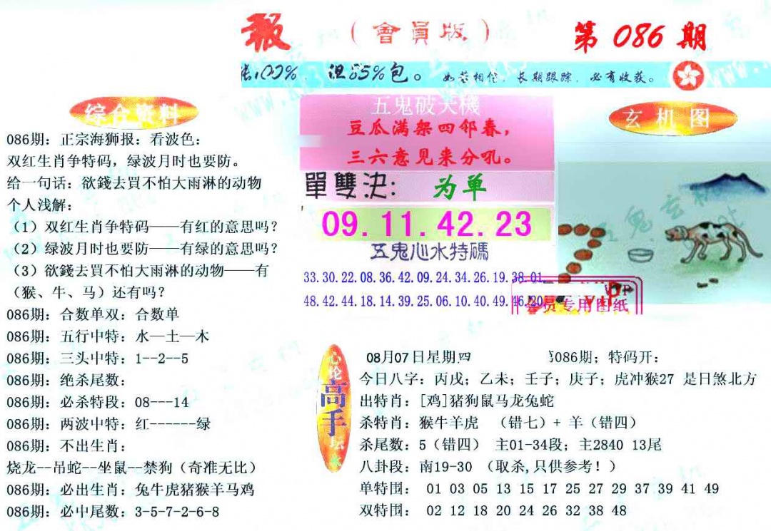 六合彩086期新五鬼玄机