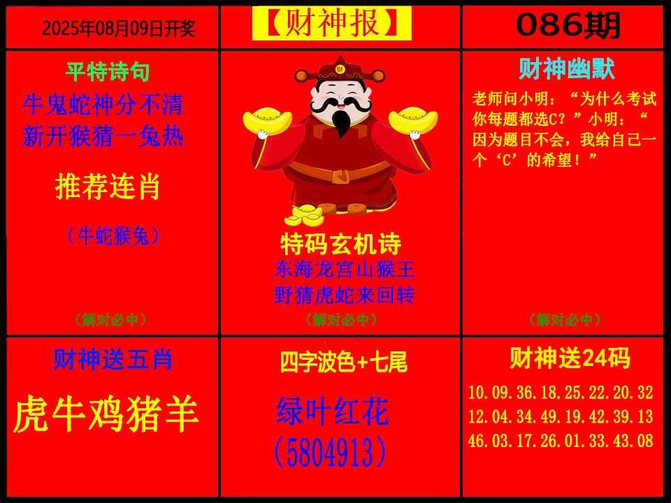 六合彩086期财神报