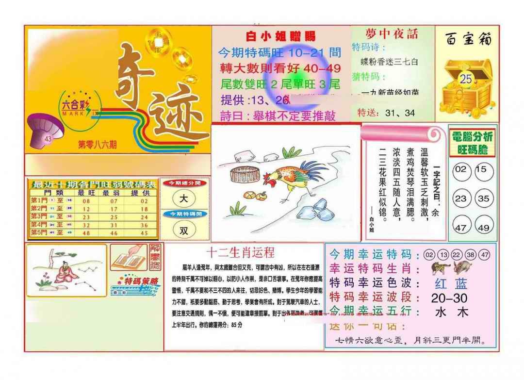 六合彩086期马经奇迹A(新图推荐)