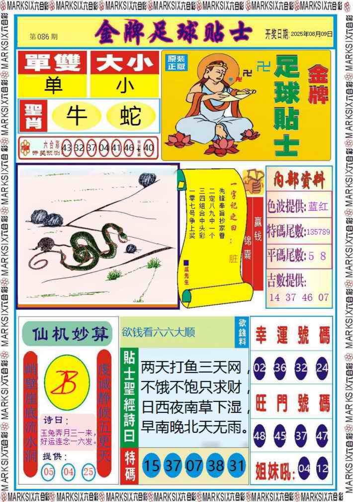 六合彩086期金牌足球贴士记录