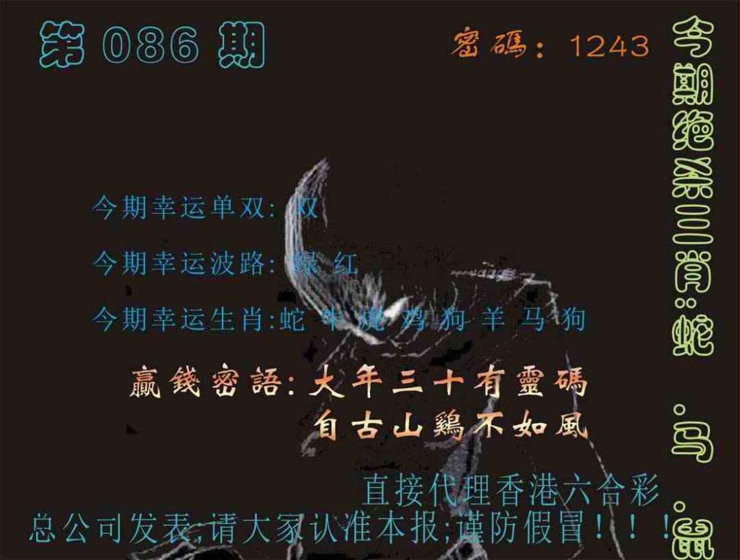 六合彩086期马经特码报