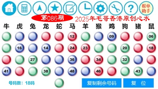 六合彩086期毛哥心水