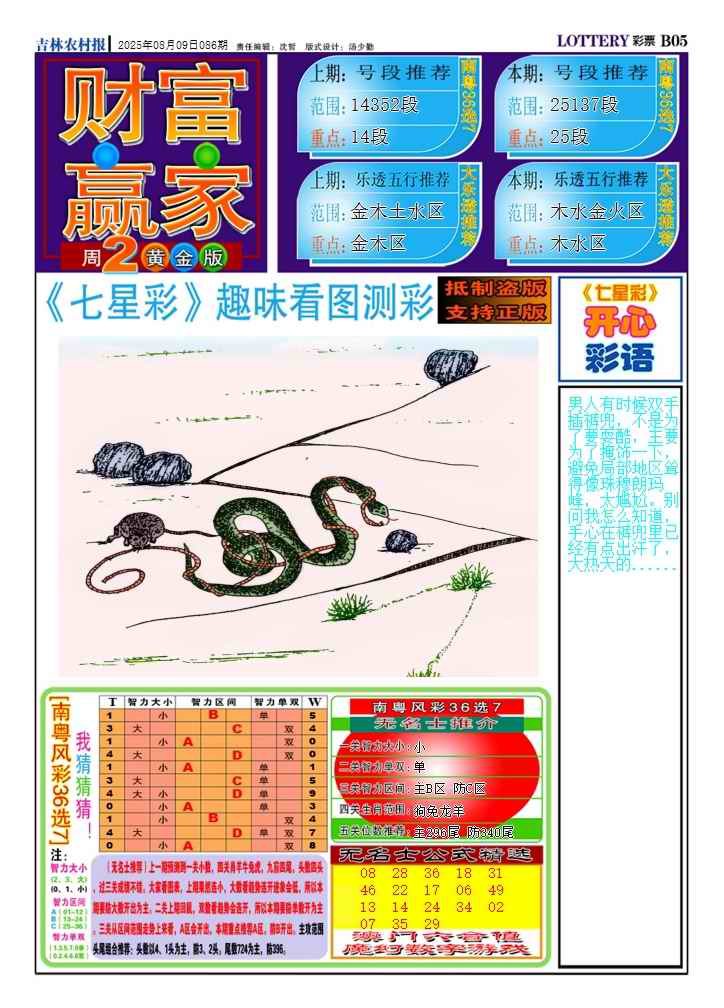六合彩086期七星彩图(高清)A