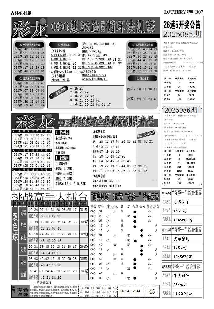 六合彩086期七星彩图(高清)D
