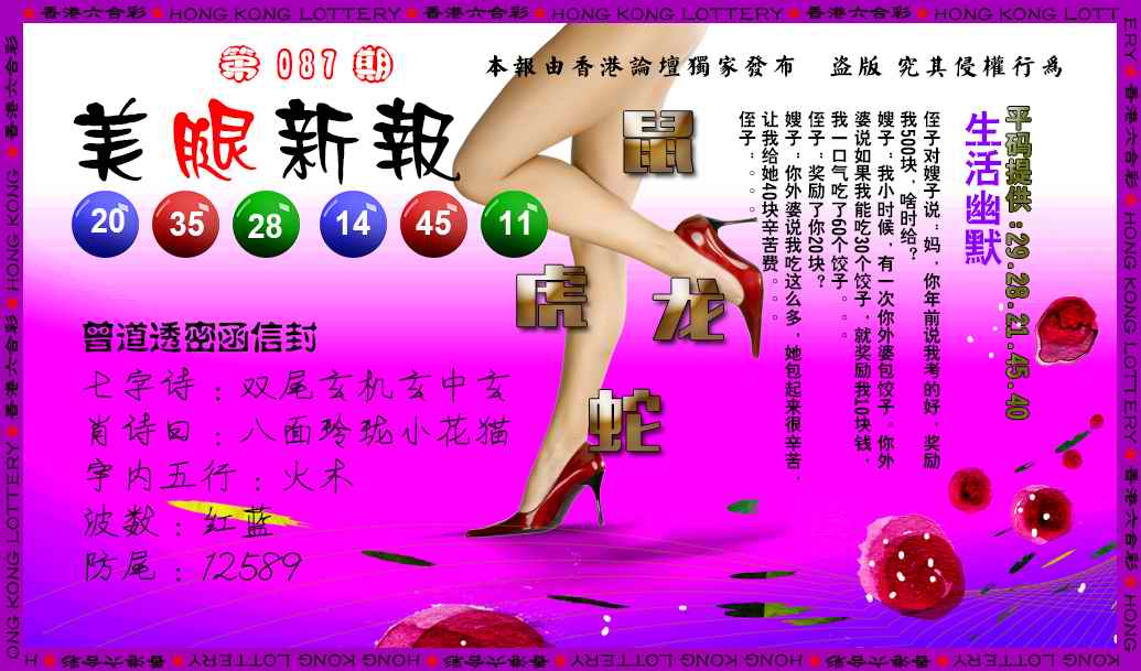 六合彩087期美腿新报